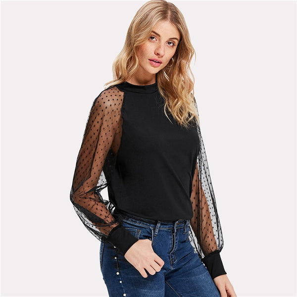 Chemisier empiècement transparent