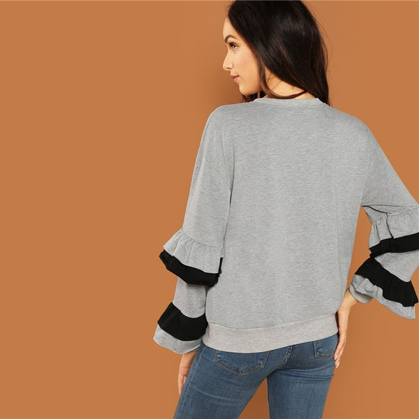 Pull manches à volants