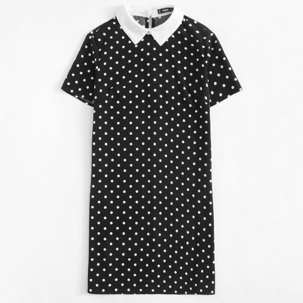 Robe à pois col claudine