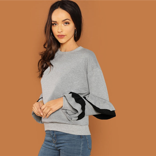 Pull manches à volants