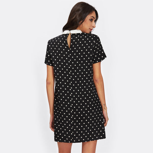 Robe à pois col claudine