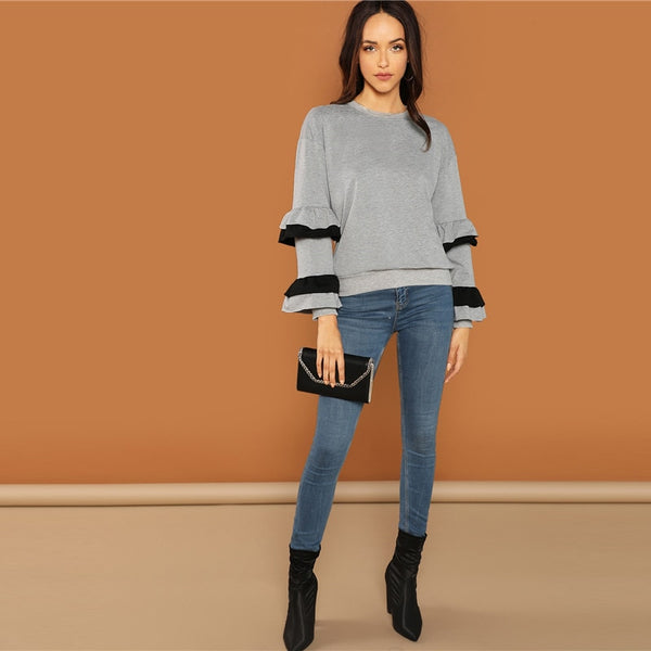 Pull manches à volants