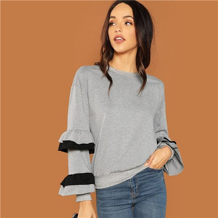 Pull manches à volants